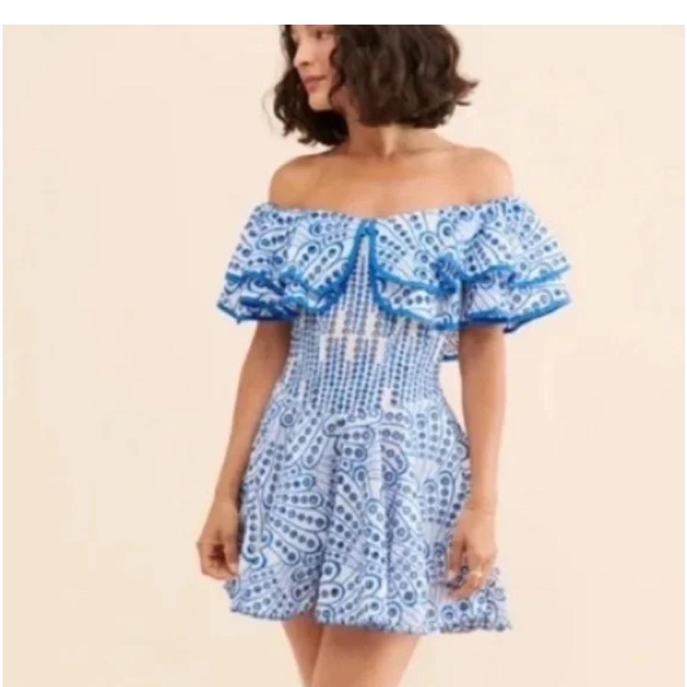 Kourt Blue and White Smocked Top